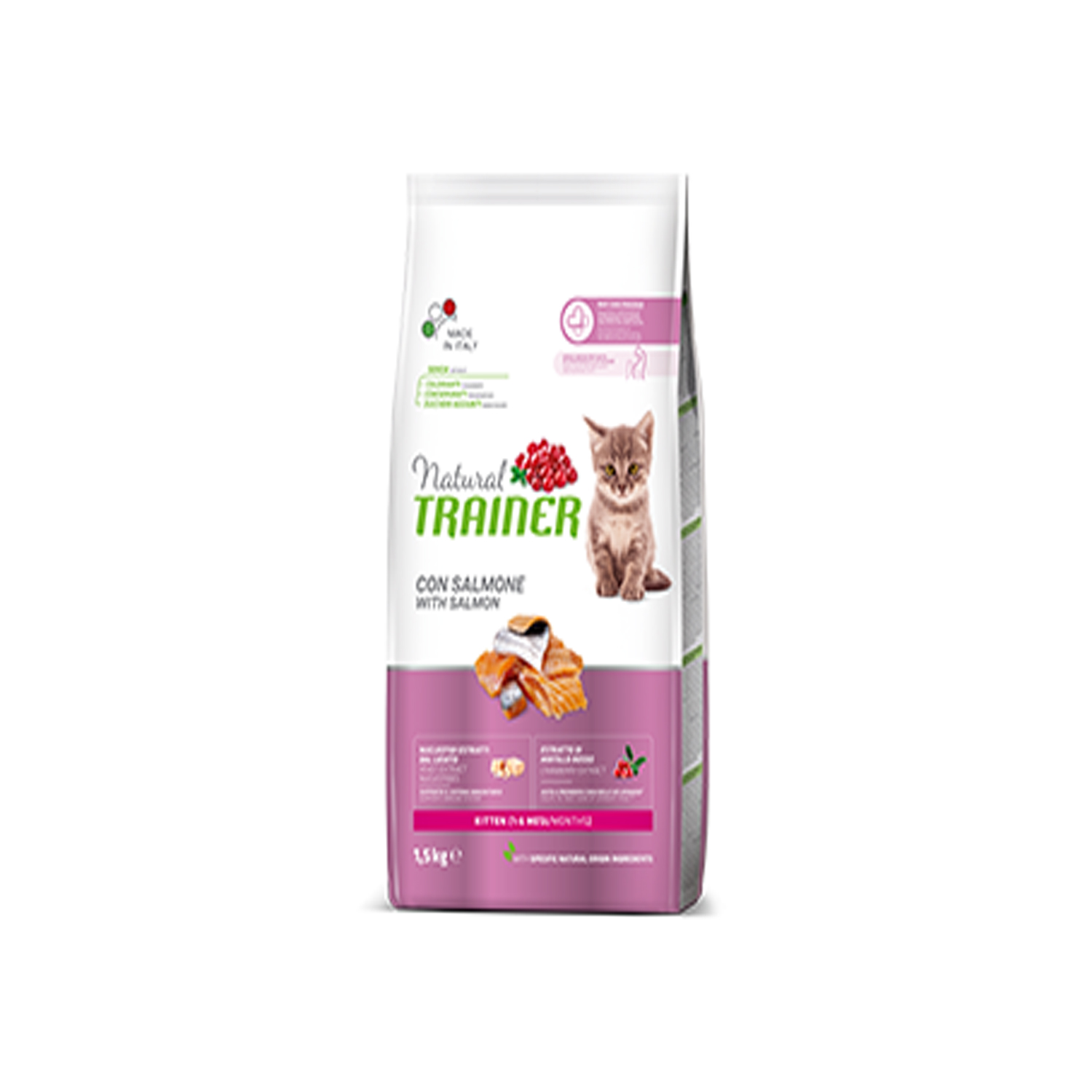 Mangime Gatto Trainer Natural Kitten Salmone 1,5kg